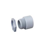 Conector conduit PVC cédula 40 UL de 4 pulgadas Kraloy Durman, cuerpo gris con tuerca hexagonal separada
