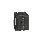 Breaker enchufable 3P 120-240V Square D de 30 amp, vista frontal del interruptor negro con palanca de encendido