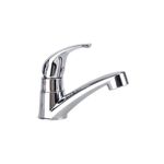 Llave lavamano sencilla palanca cromo Sinsa, vista lateral del grifo con acabado brillante