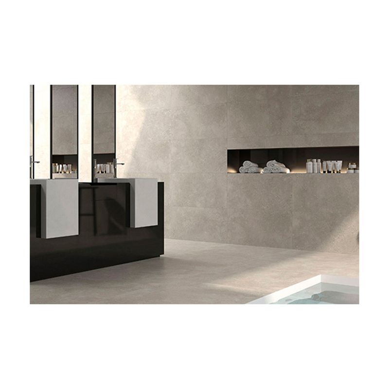 Porcelanato 120x120 Roden beige lapato Geotiles, ambientación de baño con el material instalado en piso y paredes