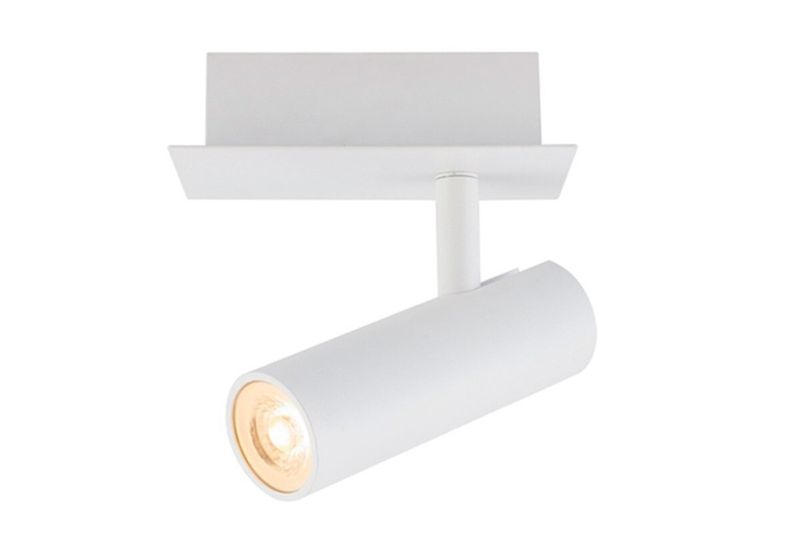 Luminaria spot LED dirigible de sobreponer Han I 6 W 3000 K blanco Tecnolite, vista lateral con la luz encendida