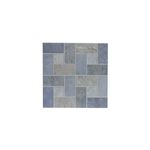 Vítreo 33x33 azul Palo Rosa, vista frontal del mosaico con piezas rectangulares en tonos azules y grises