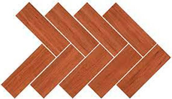 Baldosa 20 x 60 madera abedul cerezo Hispacensa, ejemplo de instalación en patrón de espiga o herringbone