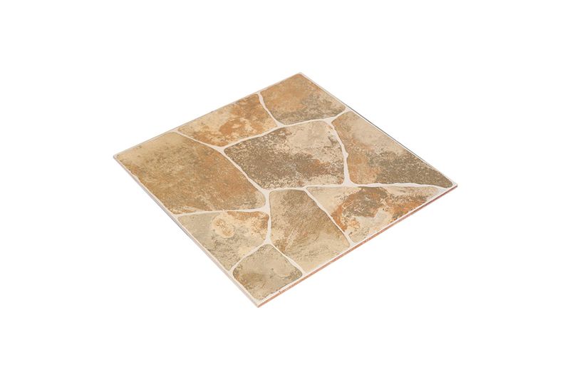 Baldosa 45x45 Mérida multicolor piedra Daltile, vista cenital de la pieza cuadrada con diseño de piedras irregulares