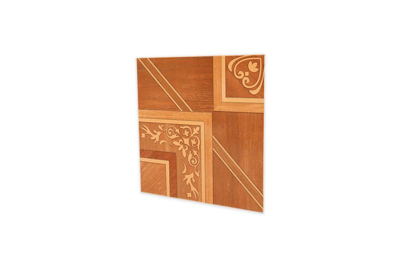 Baldosa 45x45 polis geométrico madera Cristofoletti, primer plano frontal con patrones ornamentales en tonos café