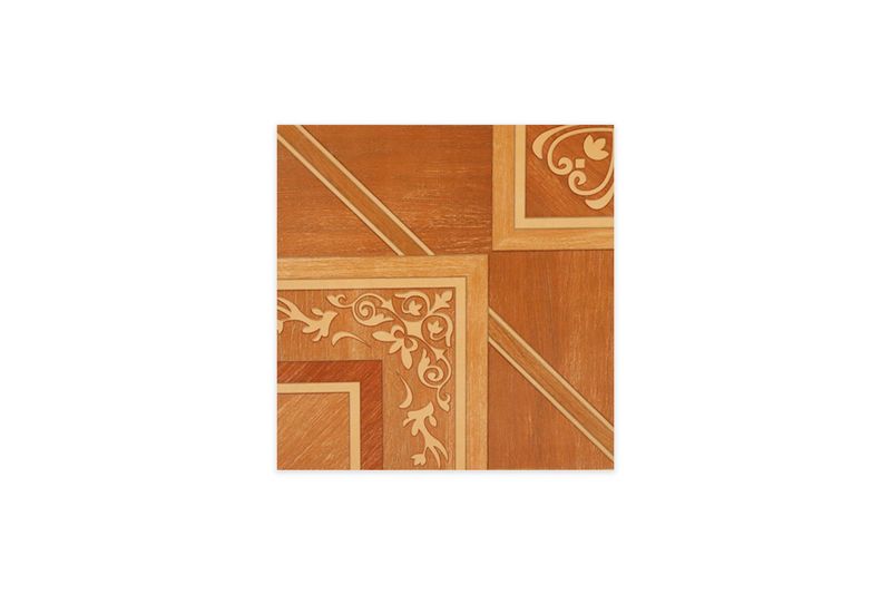 Baldosa 45x45 polis geométrico madera Cristofoletti, vista frontal cuadrada con diseños ornamentales en tonos café