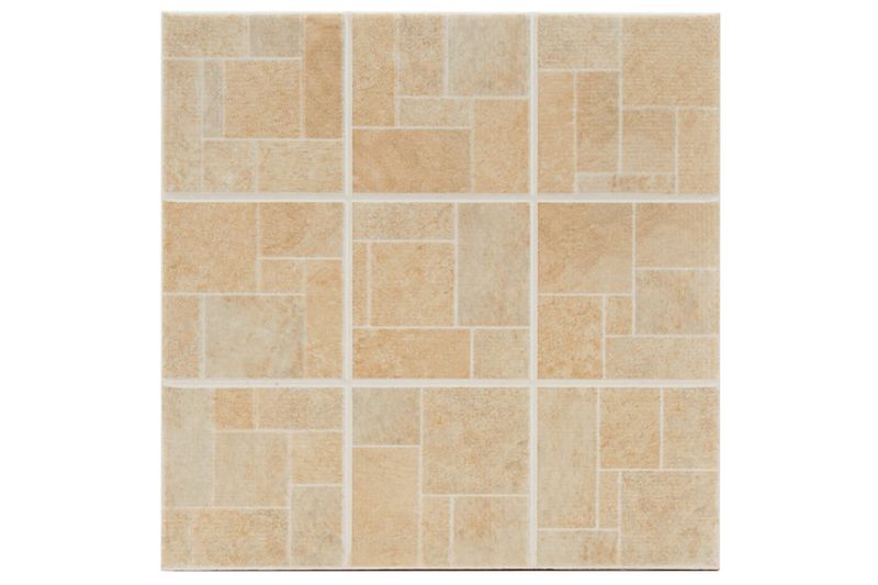Azulejo 20x20 Prisma beige Porcelanite, vista frontal de la pieza con diseño de rectángulos entrelazados