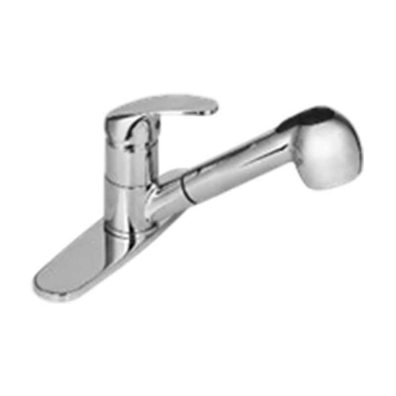 Llave para pantry monomando extraíble cromo Sinsa, vista lateral en acabado cromado brillante