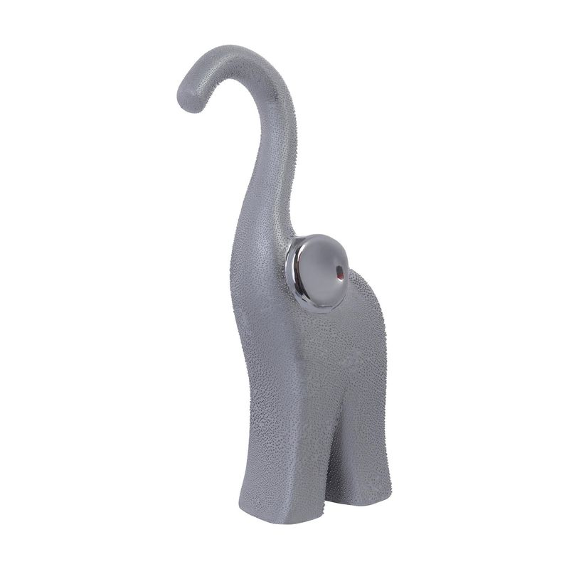 Figura decorativa elefante 8 x 5 x 20 cm Concepts, vista lateral en color plateado con textura granulada