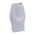 Jarrón decorativo 19 x 14 x 33 cm blanco Concepts, vista frontal del recipiente con diseño orgánico y acabado brillante