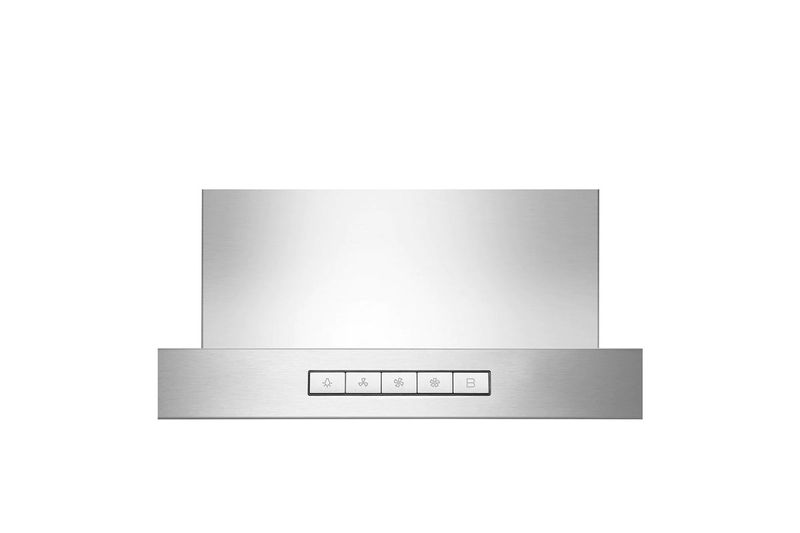 Campana para cocina acero inoxidable con iluminación LED LG, acercamiento al panel de control con botones táctiles