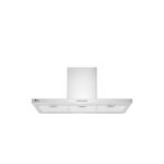 Campana para cocina acero inoxidable con iluminación LED LG, vista frontal inferior mostrando los filtros y luces LED