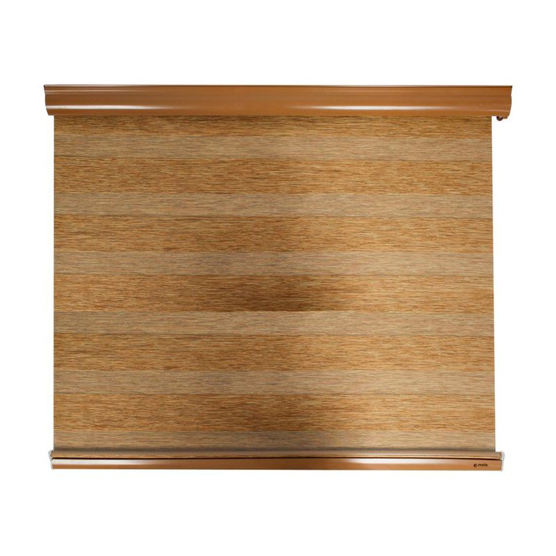 Cortina roller eclipse 100x180 cm efecto madera New Space, vista frontal extendida con franjas horizontales alternas