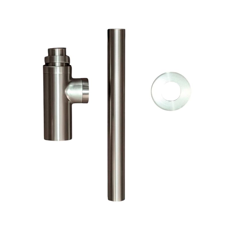 Trampa para lavamanos 1 1/4 gun metal Finezza Sinsa, piezas desarmadas incluyendo el tubo, la trampa y una arandela