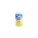 Toallas Lysol citrus de 80 unidades, envase cilíndrico blanco con etiqueta azul y amarilla sobre fondo blanco