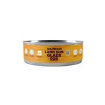Barniz para madera Laro Sur Glaze 926 teca oscuro Sur, envase metálico circular con etiqueta amarilla y madera