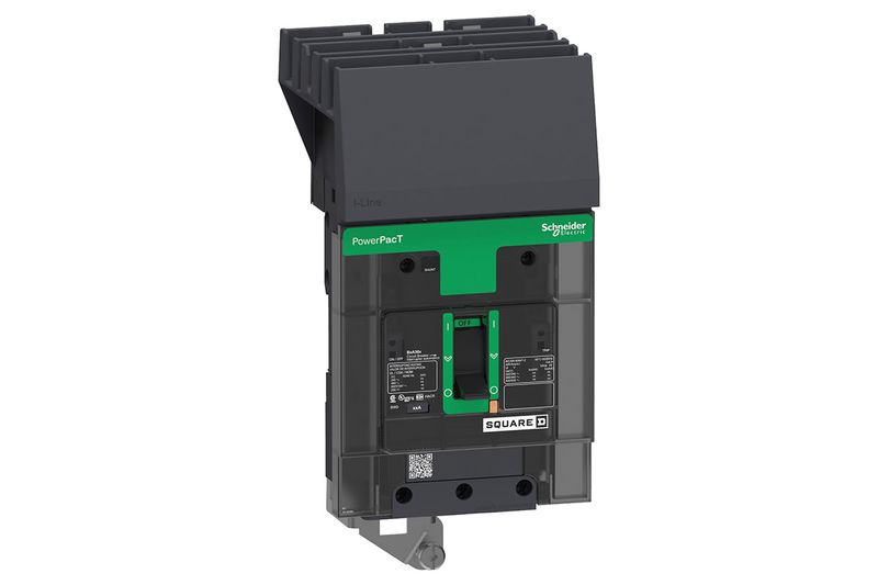 Interruptor Power Pact B 480 V 3x15 A PYE Square D, vista frontal detallada del panel de control y terminal inferior