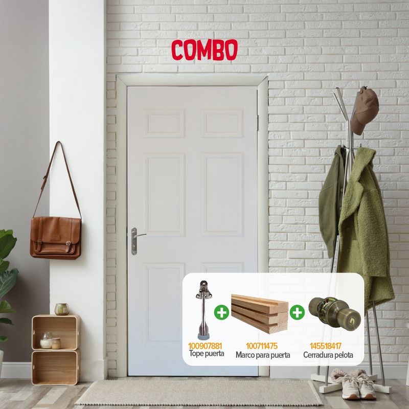 COMBO PUERTA FIBRAN 70 X 210 CM C/BASE + MARCO + TOPE + CERRAD PELOTA BRONCE-1764941401761