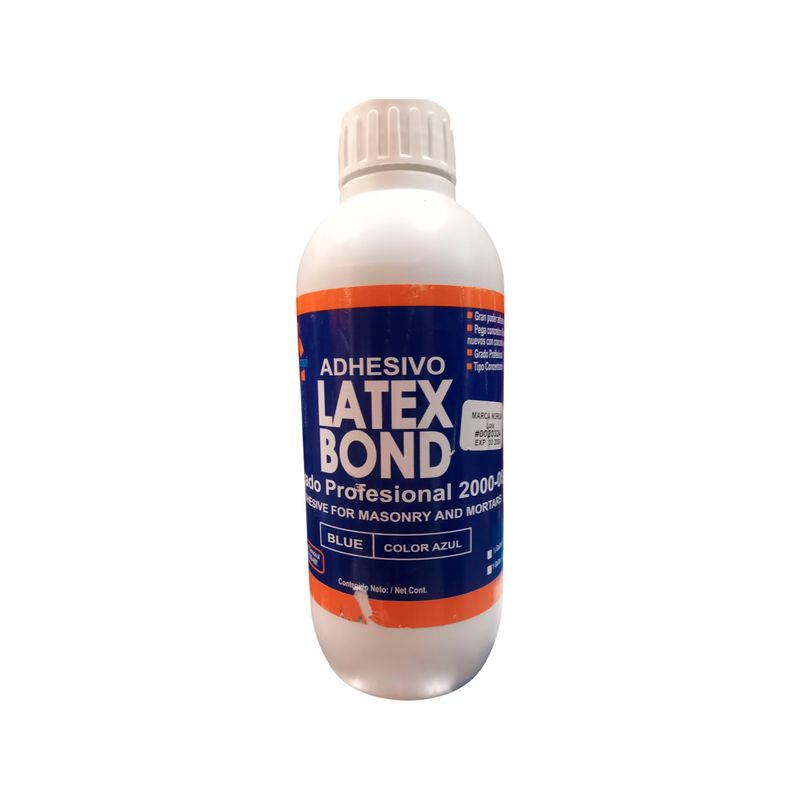 Látex Bond de 0.5 litro Industrias Zurquí, botella plástica blanca con etiqueta naranja y azul