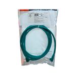 Patch cord Leviton 7 pies verde Cat6, cable enrollado dentro de su empaque plástico transparente con etiqueta blanca