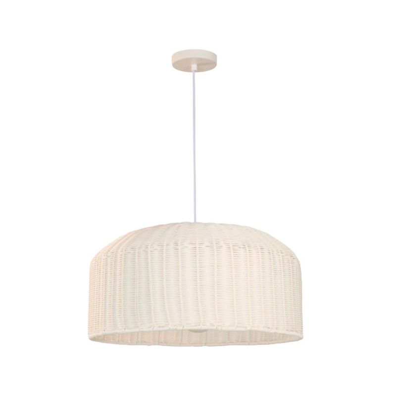 Luminaria colgante Emilia II 60 cm 1L E27 60 W Ikelite, lámpara de color blanco con pantalla de fibras tejidas