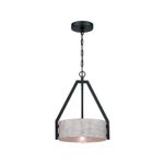 Luminaria colgante Ondara 1L E27 60W gris Westinghouse, vista frontal con pantalla cilíndrica y estructura negra