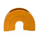 Florero decorativo 23 x 7 x 17 cm amarillo Concepts, vista frontal con diseño de arco concéntrico