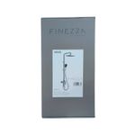 Columna de ducha con barra cromo Wave Finezza Sinsa, empaque en caja gris con ilustración del producto y marca