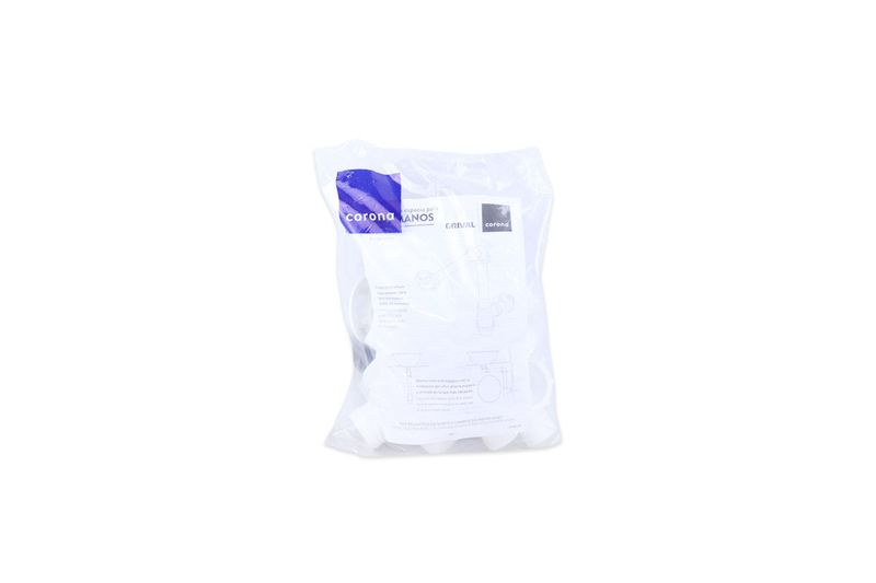 Kit para lavamanos ahorra espacios blanco Corona, piezas internas dentro de su empaque plástico transparente