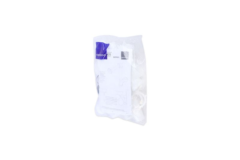 Kit para lavamanos ahorra espacios blanco Corona, componentes dentro de empaque plástico transparente con logotipo