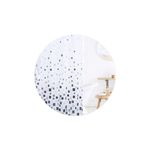Cortina de baño con aros 13 piezas blanca PEVA CHD Home, detalle de diseño con cuadros degradados en baño iluminado