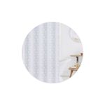 Cortina de baño con aros 13 piezas transparente PEVA CHD Home, detalle del estampado de estrellas de mar junto a la tina