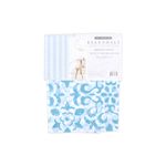 Cortina de baño con aros 13 piezas azul/celeste PEVA CHD Home, empaque cerrado con etiqueta blanca y detalle del diseño
