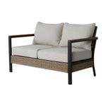 Set mueble para terraza 4 pz contemporáneo Living Accents, sofá de dos plazas con cojines beige y estructura negra