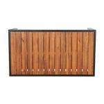 Set mueble para terraza 4 pz contemporáneo Living Accents, vista frontal del mueble con listones de madera y marco negro