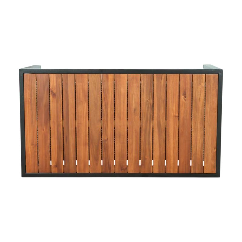 Set mueble para terraza 4 pz contemporáneo Living Accents, vista frontal del mueble con listones de madera y marco negro