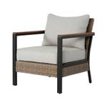 Set mueble para terraza 4 pz contemporáneo Living Accents, sillón individual con cojines grises y estructura negra