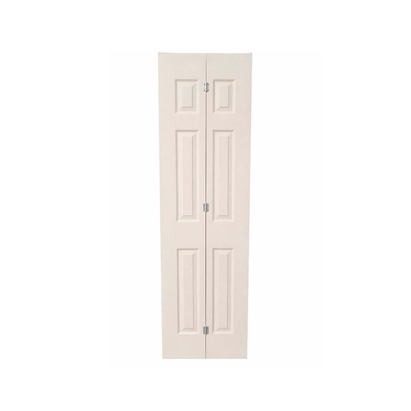 Puerta Fibran 60 cm x 210 cm para clóset bi-fold con riel Puertas Globales, vista frontal de la hoja plegable blanca