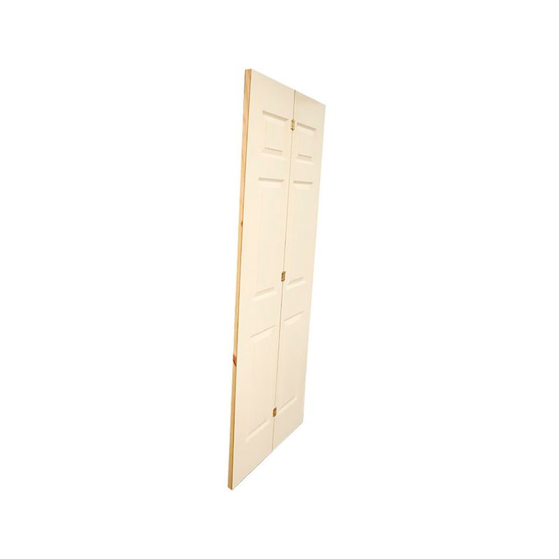 Puerta Fibran 60 cm x 210 cm para clóset bi-fold con riel Puertas Globales, vista lateral plegada en color madera clara