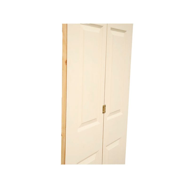 Puerta Fibran 60 cm x 210 cm para clóset bi-fold con riel Puertas Globales, vista frontal cerrada en color blanco