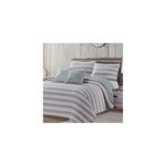 Juego de edredón Queen 5 piezas Keller Grey Blush CHD Home, cama armada con diseño de rayas grises y rosadas