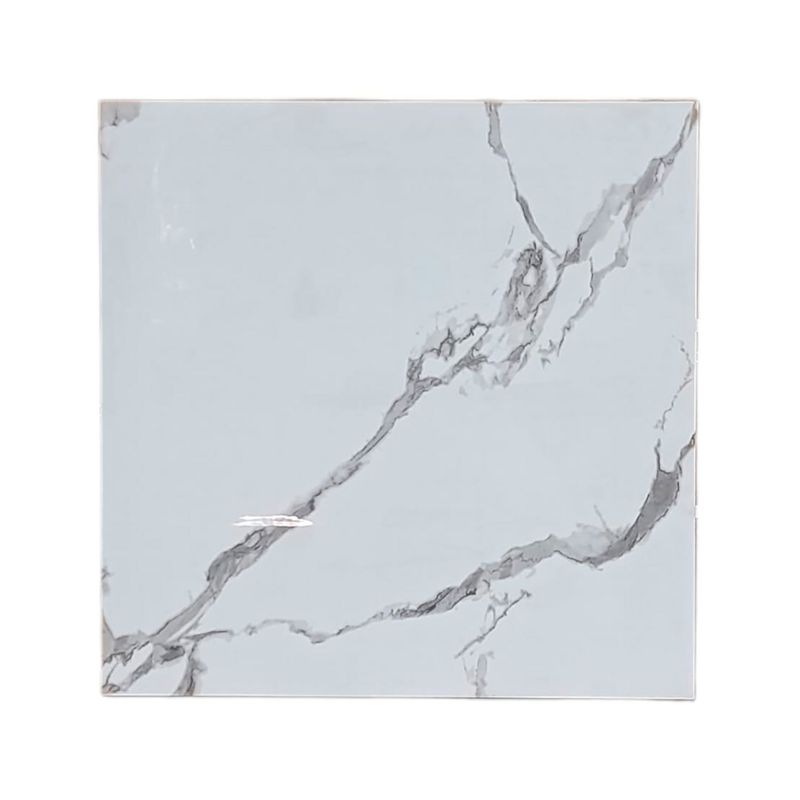 Porcelanato 60x60 Gres Calacata Mármol WPY66061 brillante rectificado Porcelatino, vista frontal de la pieza marmoleada