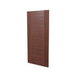 Puerta Fibran Amparo texturizada Walnut 0.90 x 2.10 m Puertas Globales, vista lateral inclinada que resalta el grosor