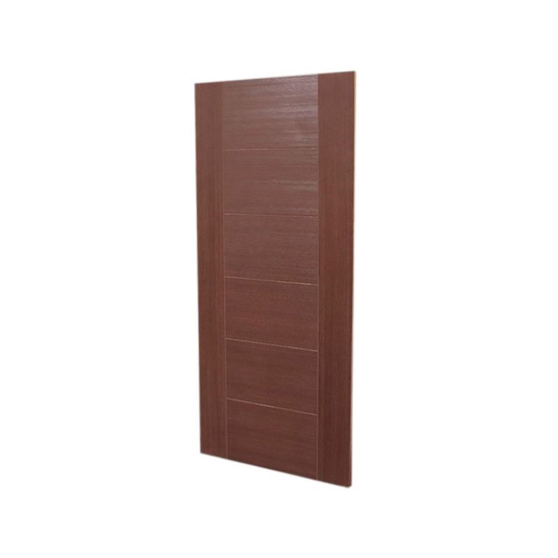 Puerta Fibran Amparo texturizada Walnut 0.90 x 2.10 m Puertas Globales, vista lateral inclinada que resalta el grosor