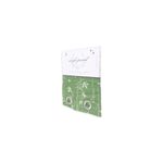 Cortina de sala blackout green 55 x 90 pulgadas Bailey Printed CHD Home, empaque con etiqueta y detalle de los ojales