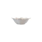 Bowl porcelana blanca borde floral 30.5 x 9.5 cm Concepts, vista frontal del recipiente con relieves de pétalos