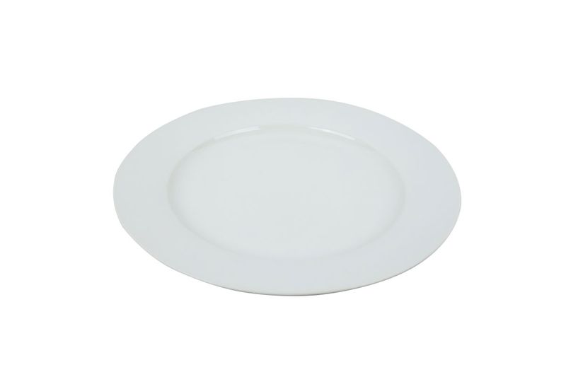 Plato redondo porcelana blanca 27 cm Concepts, vista cenital del plato sobre fondo blanco