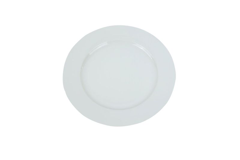 Plato redondo porcelana blanca 27 cm Concepts, vista cenital sobre fondo blanco
