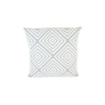 Cojín decorativo 45x45 cm azul estampado diamantes blanco Concepts, vista frontal del diseño geométrico en blanco y azul