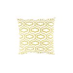 Cojín decorativo 45x45 cm blanco grabado amarillo mostaza Concepts, vista frontal detallando el patrón geométrico